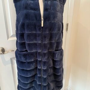 Dennis Basso Midnight Blue Faux Fur Vest